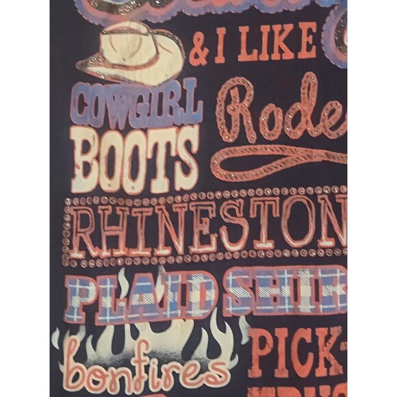 County T-Shirt Womens Medium Blue Short Sleeve I’m Country & I Like… - Picture 1 of 4